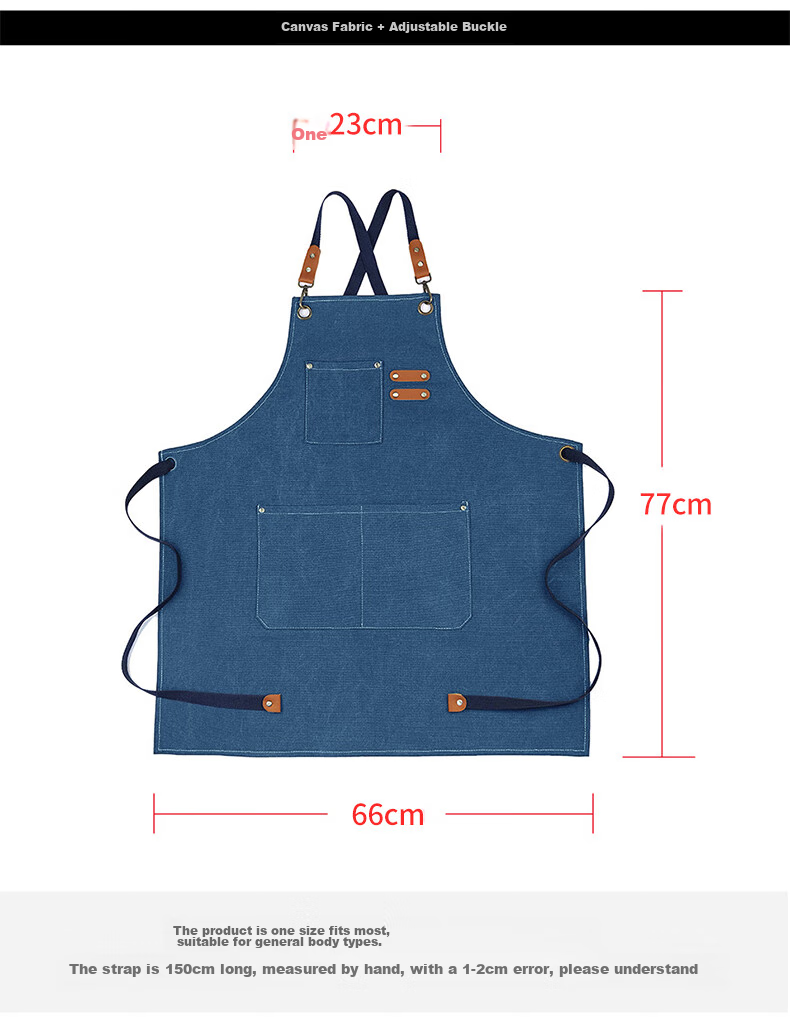 Canjiangjun Fashion Home Apron, Stain-Resistant And Oil-Proof Canvas, Thickened And Wear-Resistant, for Restaurant, Hairdresser, Bubble Tea Shop Work Uniform, Blue 16