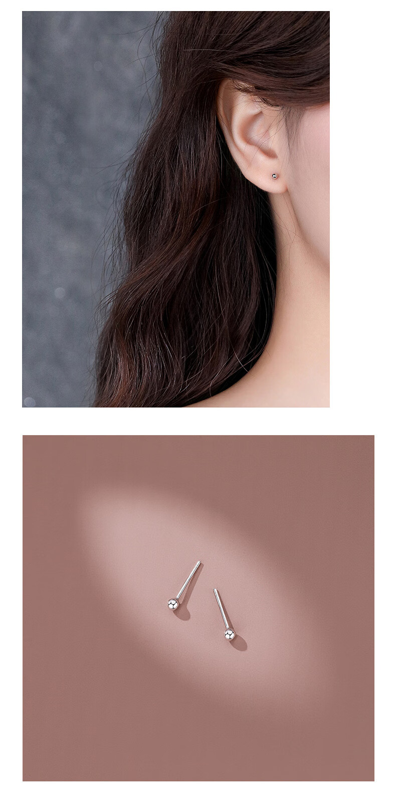 Dijing 999 Sterling Silver Stud Earrings for Women, Ear Hole Jewelry Gift Box, One Week Earrings, Ear Bone Studs, Simple And Elegant Set Box Earrings 8