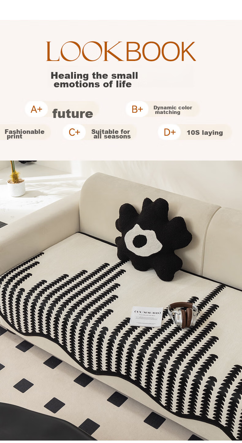 Jingxun Sofa Cover, Full Coverage Sofa Throw, Simple All-Season Universal Sofa Pad, Sofa Slipcover, Throw Blanket, 180*230cm 4