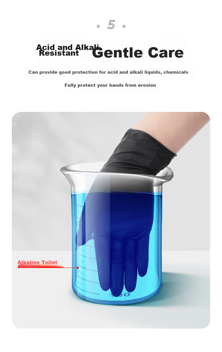 AMMEX Disposable Nitrile Gloves, Thickened And Durable, Non-Slip, Oil-Resistant, Acid And Alkali Resistant, Industrial Repair, 100 Pieces/box, Black GPNBC, Medium Size 8