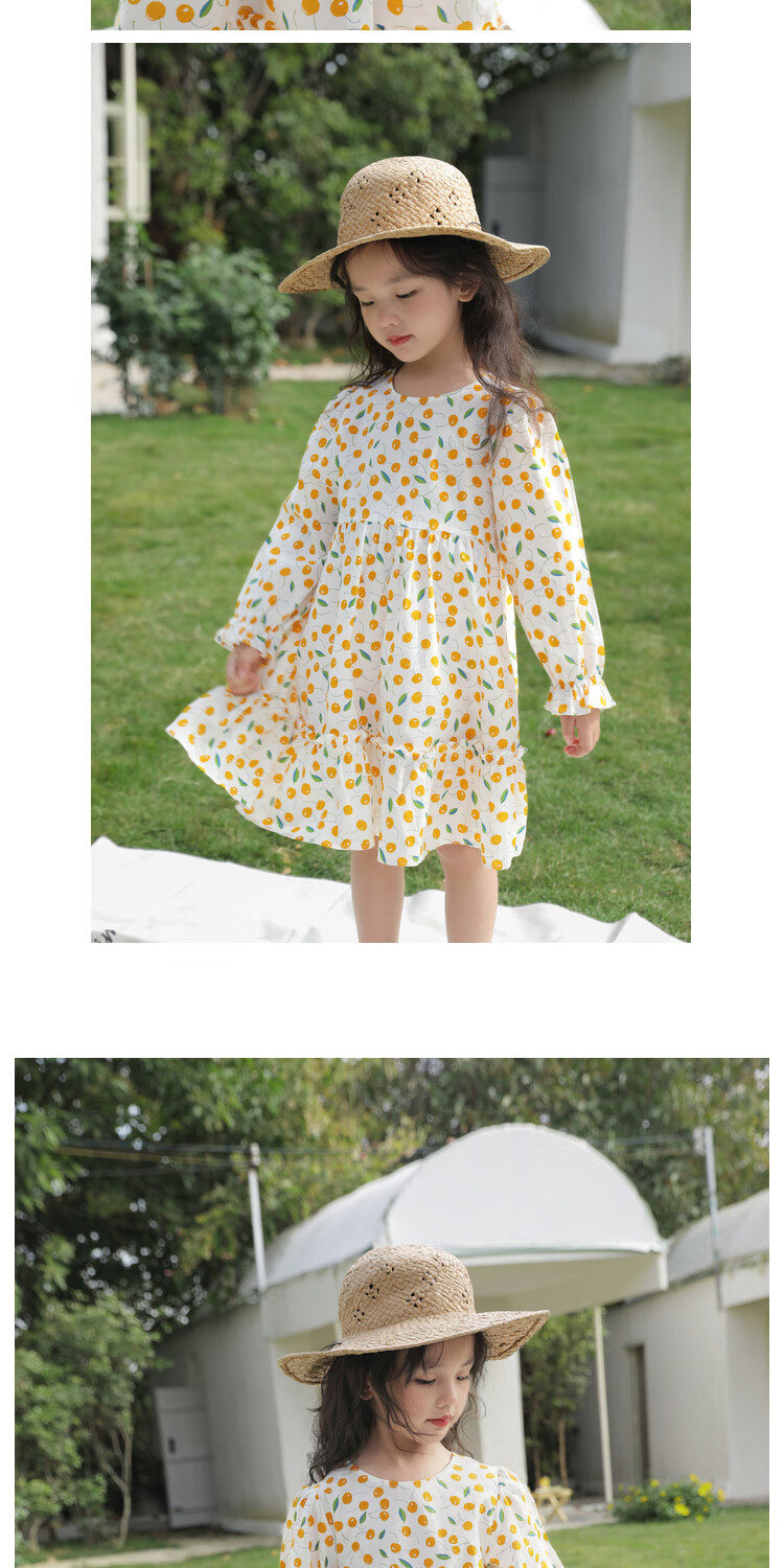 LUSON Chen Da Zhu Girls' Long-Sleeve Floral Print Dress, Spring And Autumn 2025 New Style Children's Fashionable Dress 5