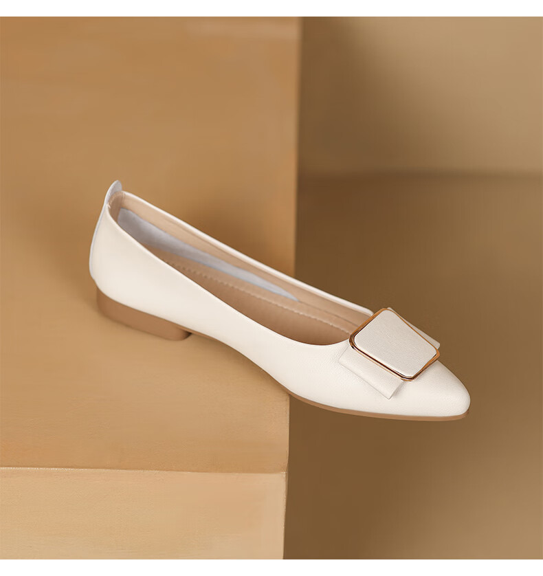 ZHR Women's Single Shoes, Genuine Leather, Elegant Commuter Style, Simple Casual Flat Comfortable Non-Tiring Work Shoes for Wome 13