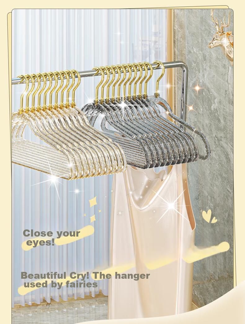 Fanyejia High-Quality Acrylic Hangers, 10-Pack, Home Use, Non-Slip, Clothes Hanger, Student Dormitory, Luxurious Drying Rack 1