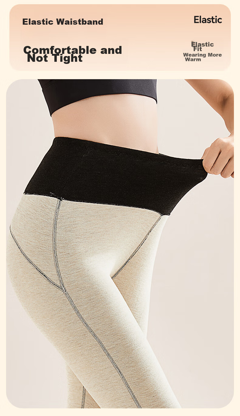MiiOW [Polyester Temperature-Raising Wool Silk] Women's Thermal Pants, High-Waist Tummy Control, Body-Shaping, Butt-Lifting, Fleece-Lined Leggings for Autum 12