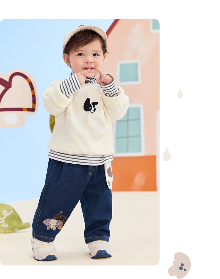 BALABALA Children's Clothing, Kids' Sweater, Boys' Knitwear, Girls' Inner Wear, 2025 Autumn Collection, Loose-Fitting Versatile Style, 209325103202 22