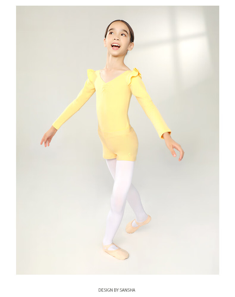Sansha Children's Sports Dance Shorts for Girls, Tight-Fitting Practice Yoga Pants, Anti-Exposure Fitness Pants, Black, XXL 16