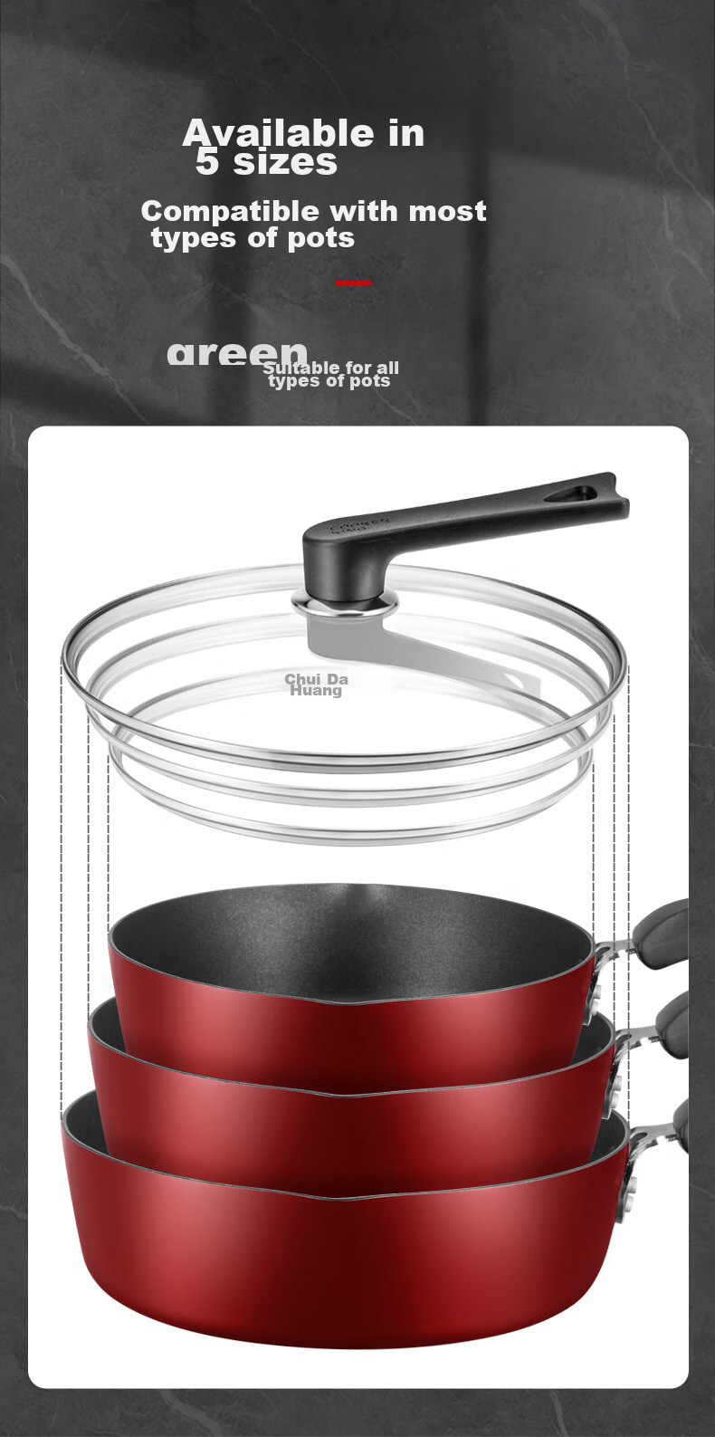 COOKER KING Glass Lid with Handle, 28cm, 304 Stainless Steel Edging, Suitable for Wok, Frying Pan, Hot Pot, Steamer, Shatterproof 4