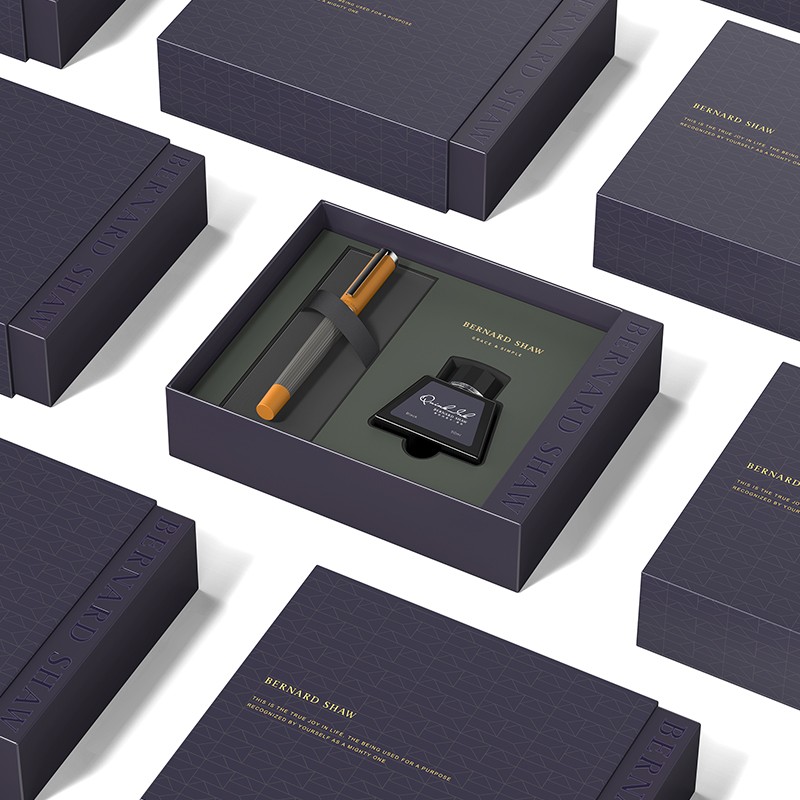 Bernard Shaw Mid-Autumn Festival And National Day Gift Fountain Pen High-End Luxury "Lighthouse" Micro Orange Ultimate Ink Gift Box Set Premium Business Office Pen Gift