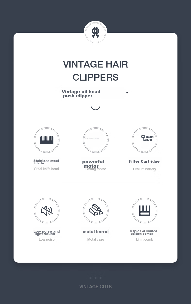 AUX Hair Clipper, Shaving And Styling Tool, for Adults And Children, Electric Trimmer, Head Shaver, Edge Trimmer, Bangs Trimmer, Self-Haircut Device, Gradient Design, Specialized for Men's Barbershops 7