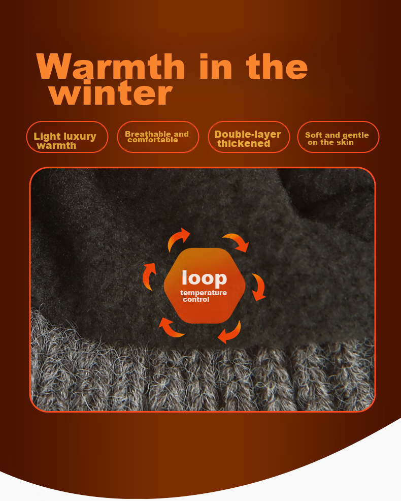 JEEP Men's Hooded Scarf with Fleece Lining for Warmth, Knitted Neck Warmer for Autumn And Winter, Cold-Proof Neck Gaiter A0636 8