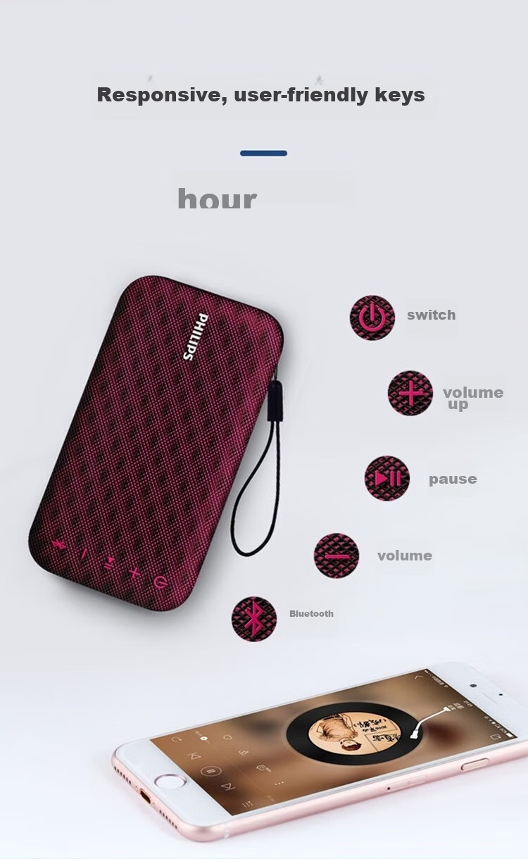 PHILIPS BT3900 Music Handbag, Ultra-Thin Portable Bluetooth Speaker, Compact Wireless Subwoofer Speaker, Desktop And Outdoor Waterproof Mini Speaker, Sapphire Blue 7
