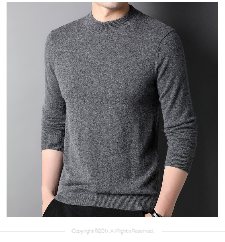 Hengyuanxiang Pure Cashmere Sweater for Men, Semi-Turtleneck, Warm, Versatile, New Year Battle Robe, Zodiac Year Red Sweater, Thick Style 6