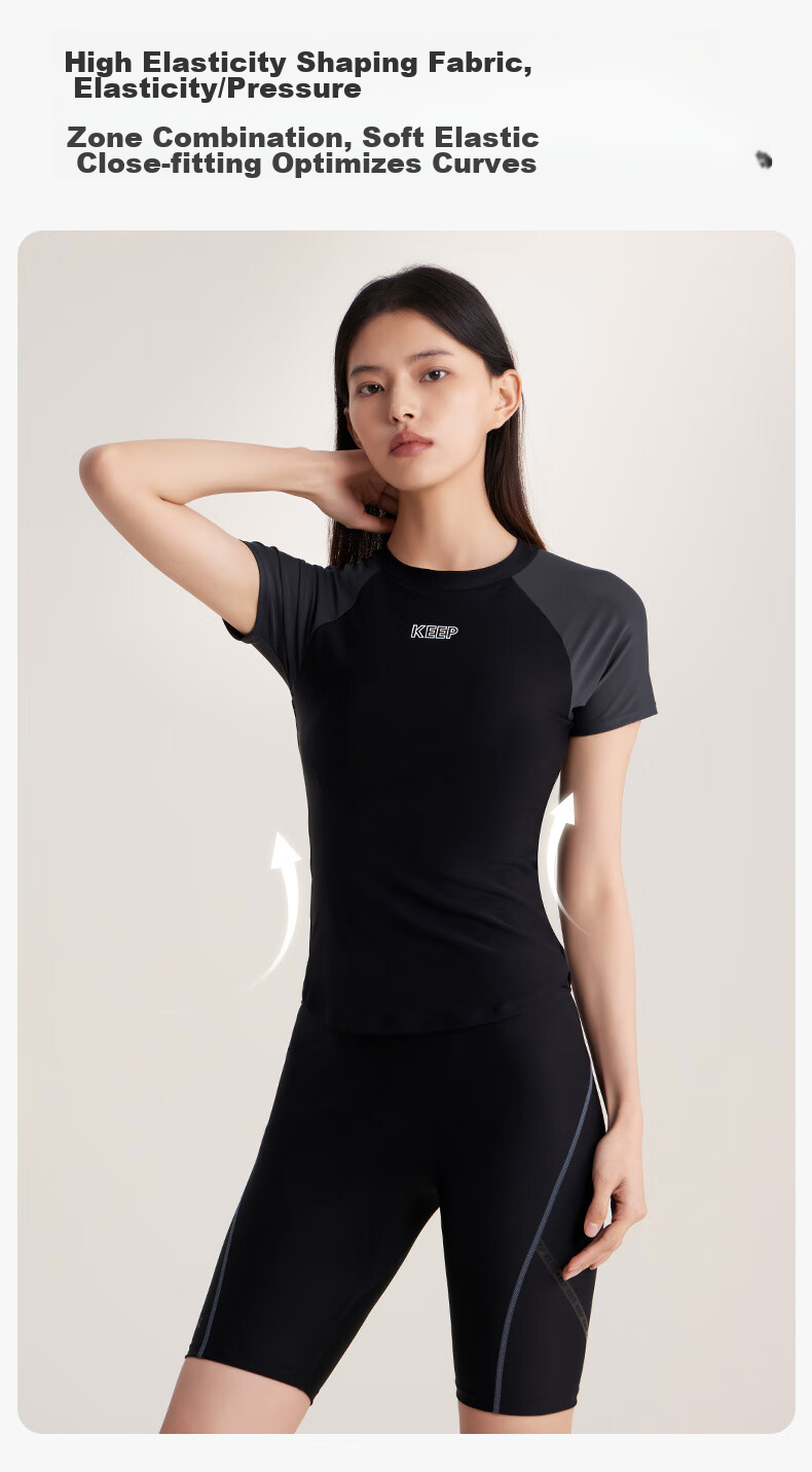Keep Women's Two-Piece Knee-Length Conservative Plus Size Professional Swimsuit, Concealing, Sun Protection Swimwear 246 Black M 5