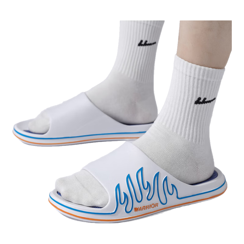 Huili Sports Slippers for Men, Indoor And Outdoor Wear, Non-Slip, Lightweight Sandals, HL39561, White And Blue, Size 42-43