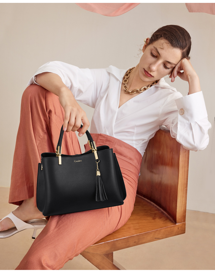 Kouyi Women's Leather Handbag High-Grade Single Shoulder Bag Large Capacity Birthday Gift for Girlfriend Wife 3