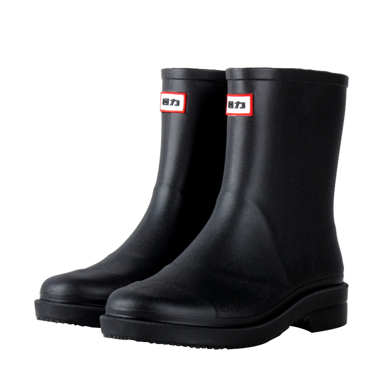 Huili Women's Fashion Rain Boots, Outdoor Waterproof Shoes, Non-Slip Short Boots, Wear-Resistant Rubber Shoes, Water Boots 6023 Black Size 39