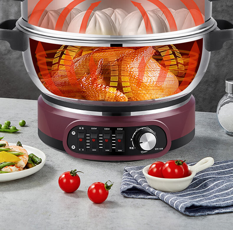 Hui Dang Jia Multifunctional Electric Cooker with Timer, Steamer Pot, Wok, Versatile Pot, Hot Pot, 304 Stainless Steel Pot HDJQJG5-30 Single Pot 11