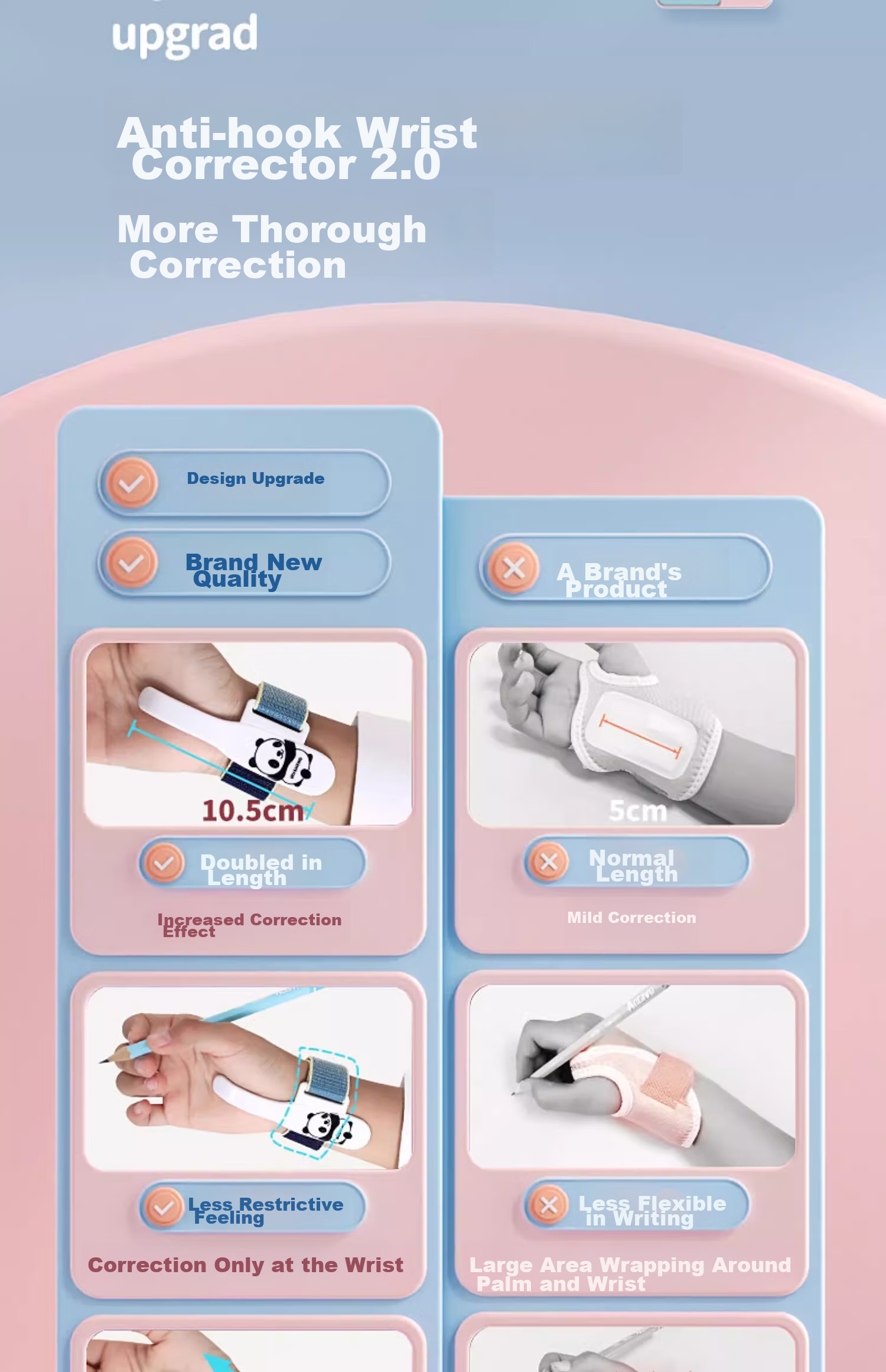 Wusheng Anti-Inward Hooking Wrist Corrector, Pen Grip Posture Hand Wrist Children's Writing Anti-Inward Hooking Fixator, Kindergarten Elementary School Beginner Pen-Handling Writing Correction Device, Anti-Hook Wrist Strap Miracle Tool Pen Control Training 9