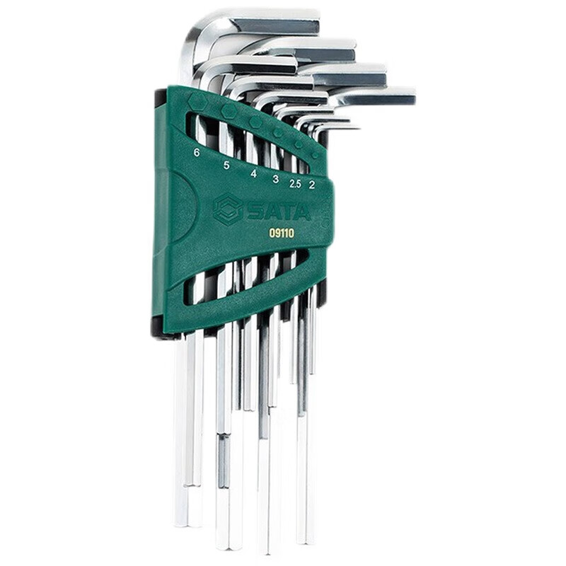 SATA Industrial-Grade Metric Extended Hex Key Set, Auto Repair 10-Piece Set, 09110