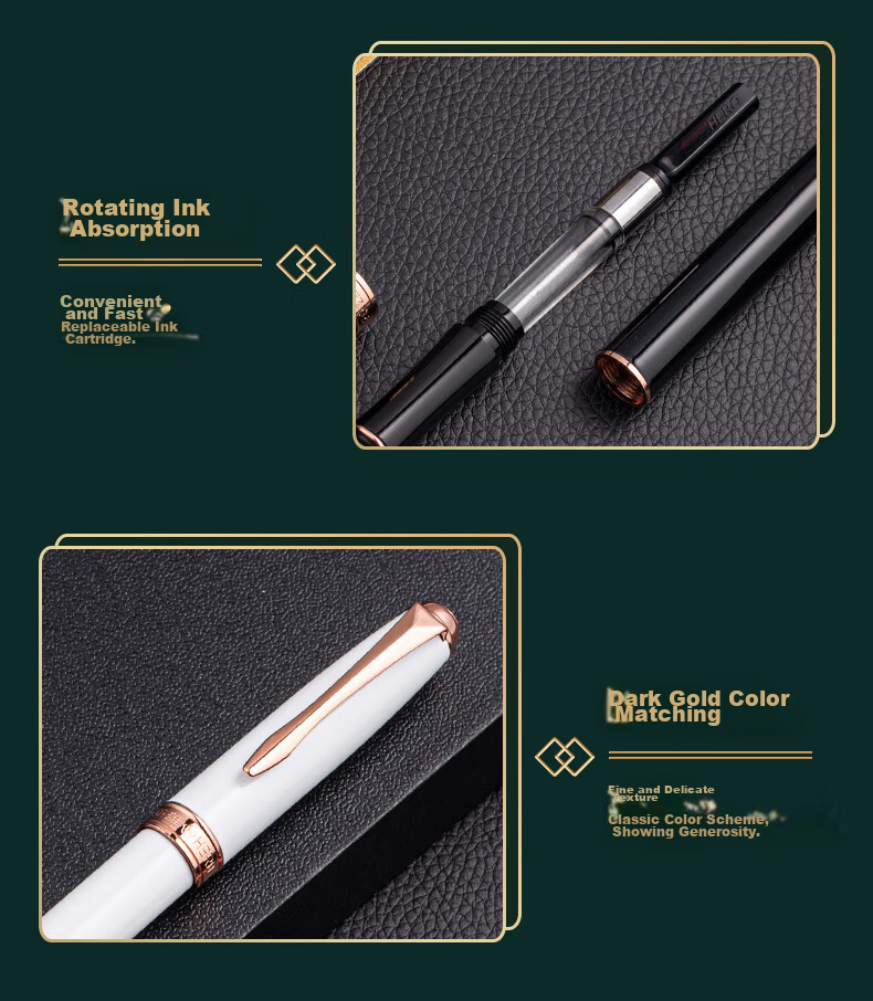 HERO Fountain Pen Stationery, Stylish for Men And Women Students, Iridium Gold Fountain Pen, Business Office Personal Ink Pen 850, Black 7