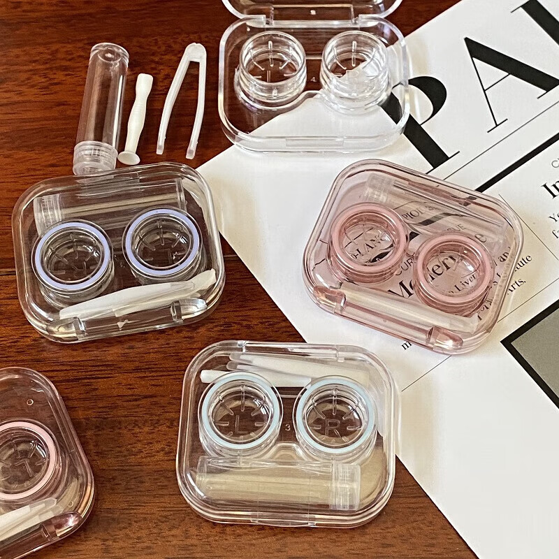 JAJALIN Contact Lens Case, Storage Box, Transparent, No Lid, Portable, Simple Minimalist Style, High-End Feel, for Insertion And Removal of Contact Lenses, Care Case