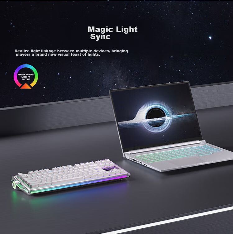 Nubiyahongmo Ice Domain Mechanical Keyboard, Tri-Mode Bluetooth/wireless Keyboard, 84 Keys, 8K Polling Rate, Gaming Keyboard, Low Latency, TTC Ice Switches, Hot-Swappable Transparent Keyboard 14