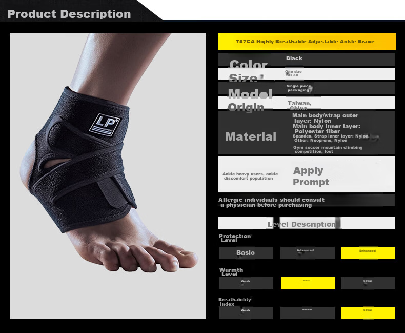 LP 757CN Ankle Brace, Highly Breathable, Open-Back Design for Outdoor Sports, Stabilizes Ankle Joint, Provides Support, One Size Fits All 1