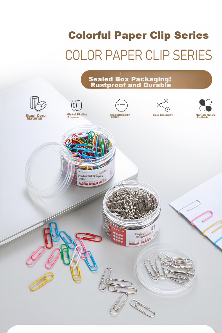 Kingdee 3# Nickel-Plated Paper Clips, Metal Binder Clips, Silver Paper Clips, 200 Pieces/tube, 29mm Large File Clips, Office Supplies 1