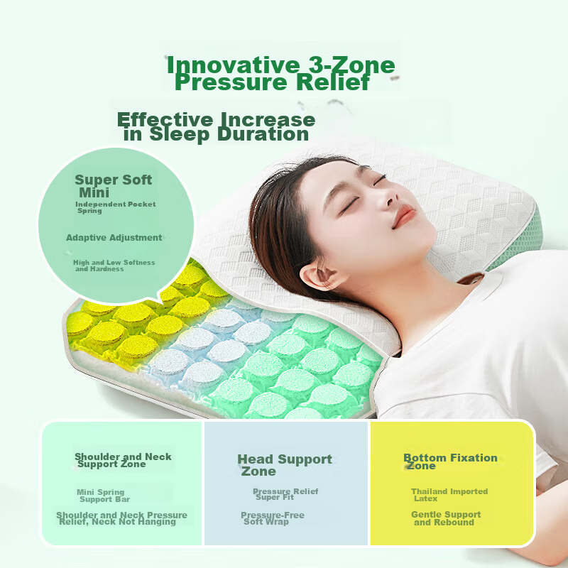 Jinxiangshu Thai Natural Latex Pillow Spring Mattress Core Cervical Pillow Side Sleeping Anti-Snoring Adult Special Gift Box Set