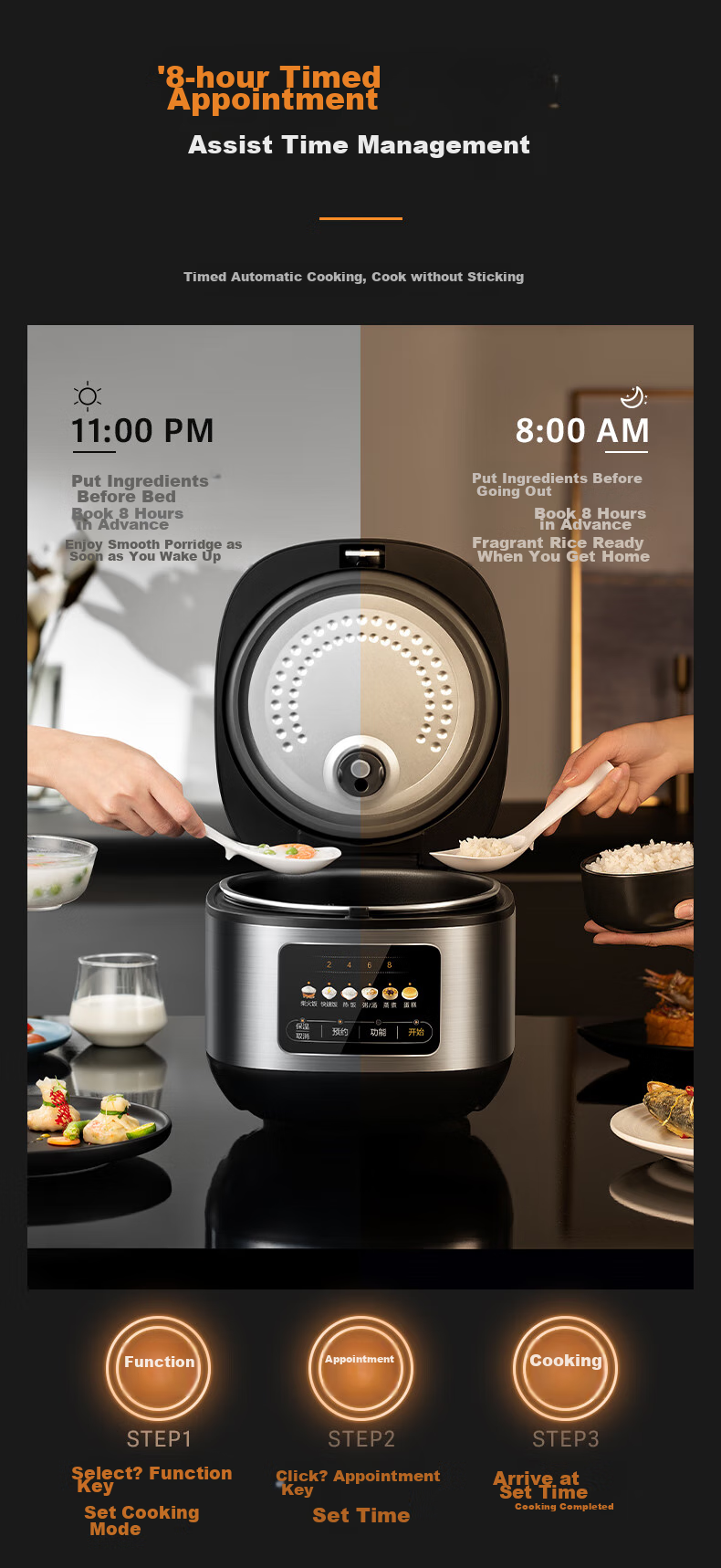 Midea Micro-Pressure Rice Cooker for 3-10 People, Large Capacity Household Electric Rice Cooker, Smart Reservation, Multi-Functional for Soup Cooking, Rice, Grains, Porridge, Versatile Pot, Metal Body 17