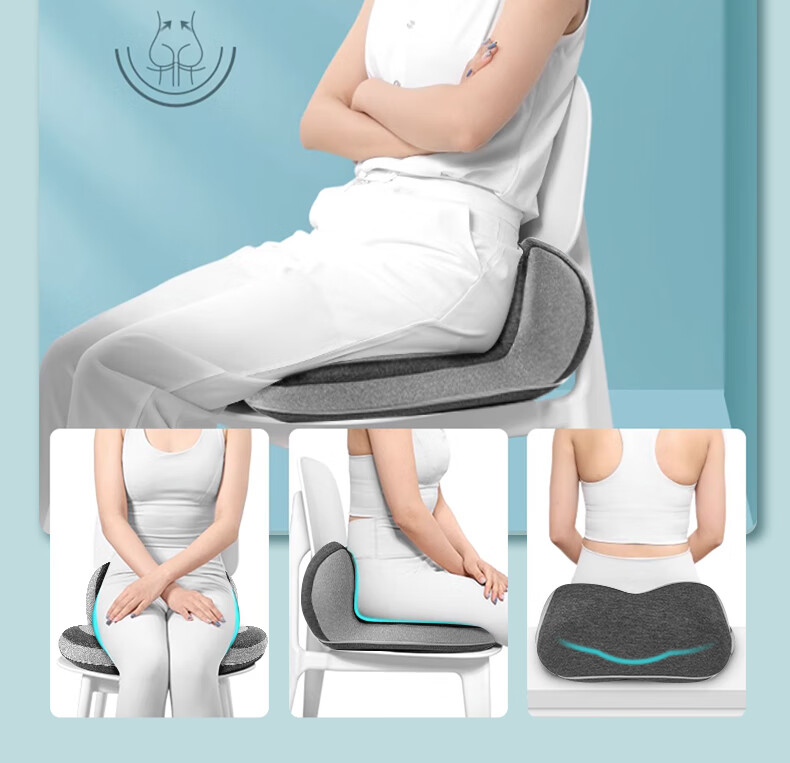 Mixiaoshu Office Chair Cushion with Integrated Ergonomic Backrest for Long Sitting Support And Posture Correctio 7