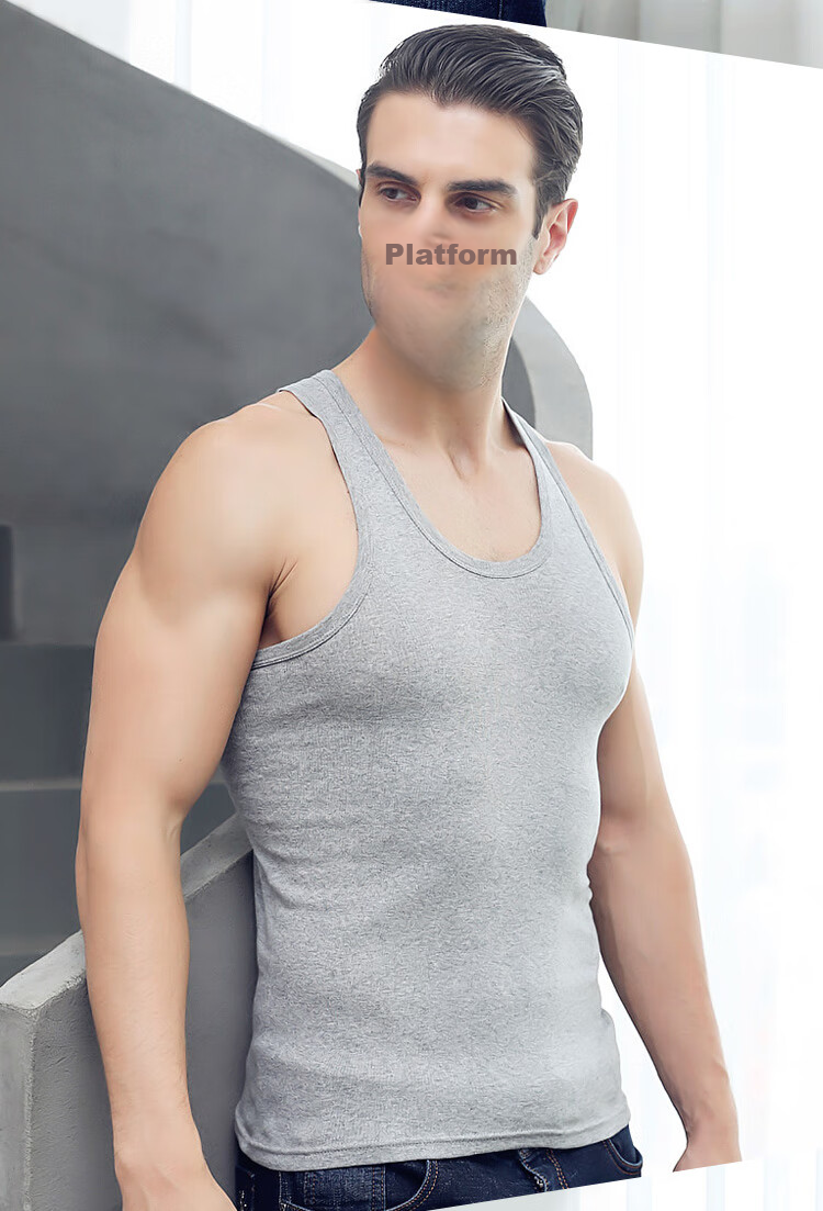 Hengyuanxiang Men's Cotton Tank Top, Casual Sports Slim-Fit Sleeveless Undershirt, 2-Pack, Black + Black 15
