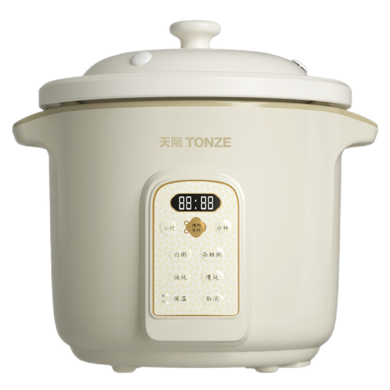 TONZE Electric Slow Cooker Large Capacity Porridge Pot Soup Pot Stew Pot Baby Electric Stew Cup Porridge Cooking Health Pot Quick Braising Direct Stewing White Porcelain Inner Pot DGD50K22GC