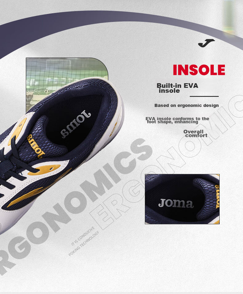 JOMA Adult Soccer Shoes for Men, Molded Studs, Five-A Indoor Field, Flat Sole Football Training Shoes, Blue And White, Size 40 6