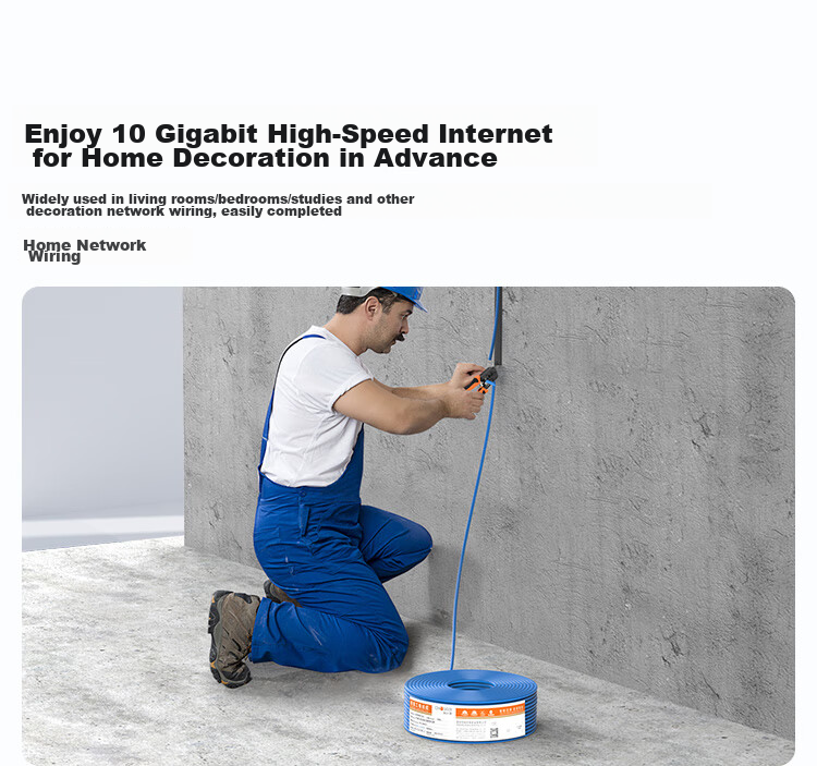 CHOOSEAL (CHOSEAL) Original Unshielded CAT6A Ethernet Cable, 10 Gigabit High-Speed, Pure Copper Core, Engineering And Home Network Box Cable, Blue 100 Meters, QS2668BT100S 10