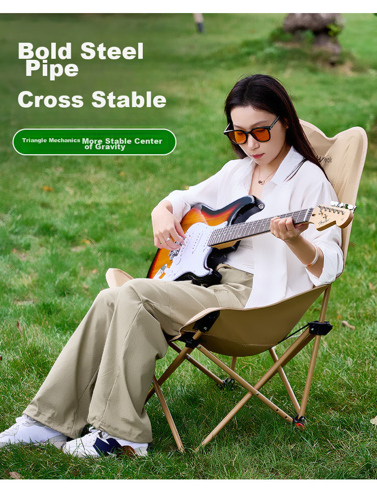WhitePeak Moon Chair, Outdoor Folding Chair, Camping Chair, Portable Stool, High Back Fishing Stool, Fishing Chair, Camping And Beach Chair 6