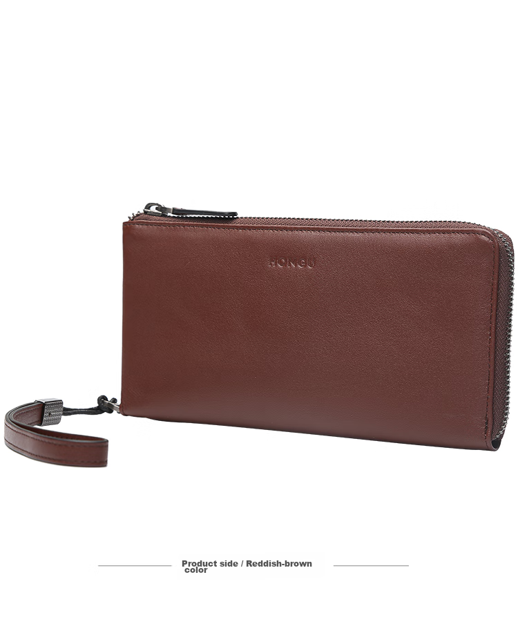 HONGU Handbag, Top-Grain Leather Men's Clutch, Long Wallet for Men, Gift Box Packaging, Birthday Present 23