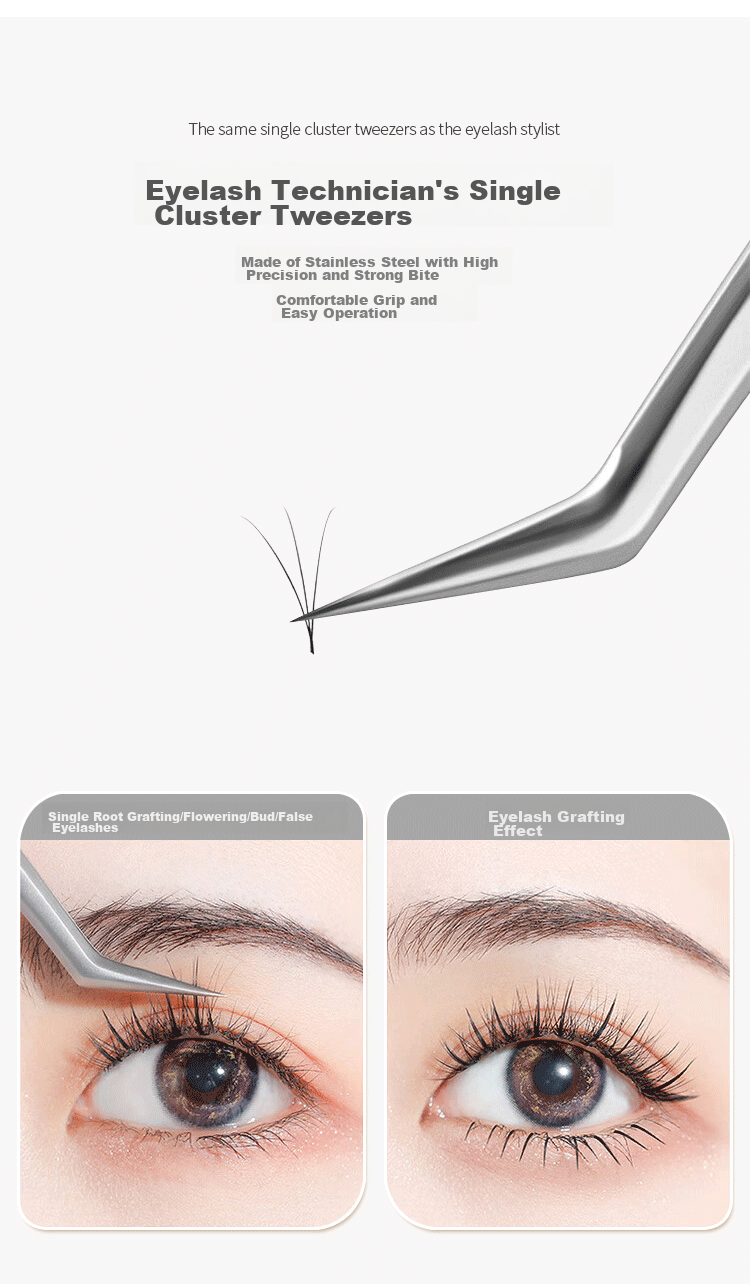 UPLUS Single Cluster False Eyelash Tweezers Golden Feather Clip, Flowering Planting Grafting Eyelash Tool 4