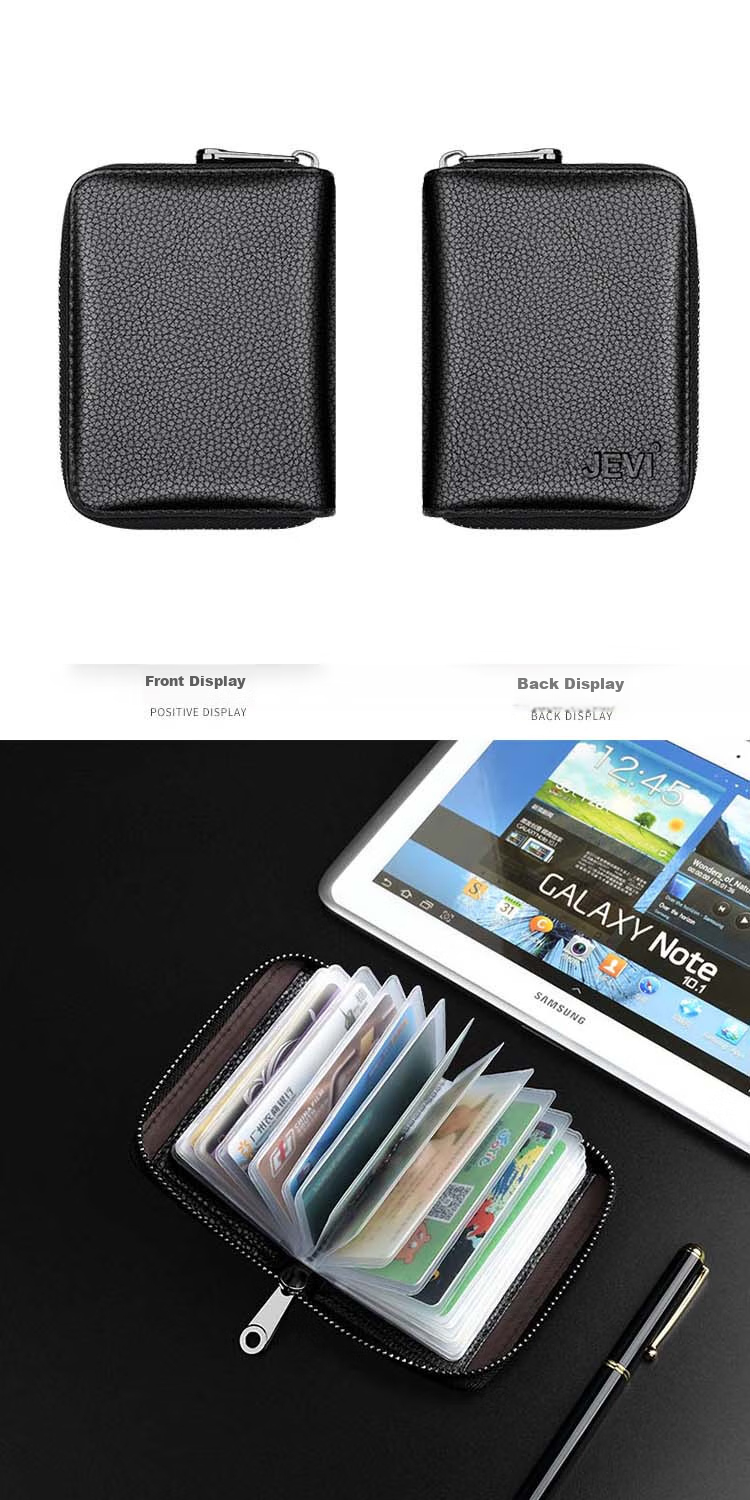 JEVI Card Holder for Men And Women, Exquisite Multi-Slot Large Capacity Ultra-Thin ID Slot Bank Card Case Anti-Magnetic Gift for Father's Day 9