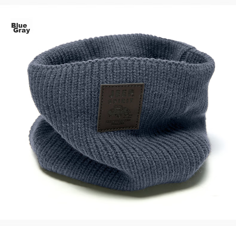 JEEP Men's Hooded Scarf with Fleece Lining for Warmth, Knitted Neck Warmer for Autumn And Winter, Cold-Proof Neck Gaiter A0636 16