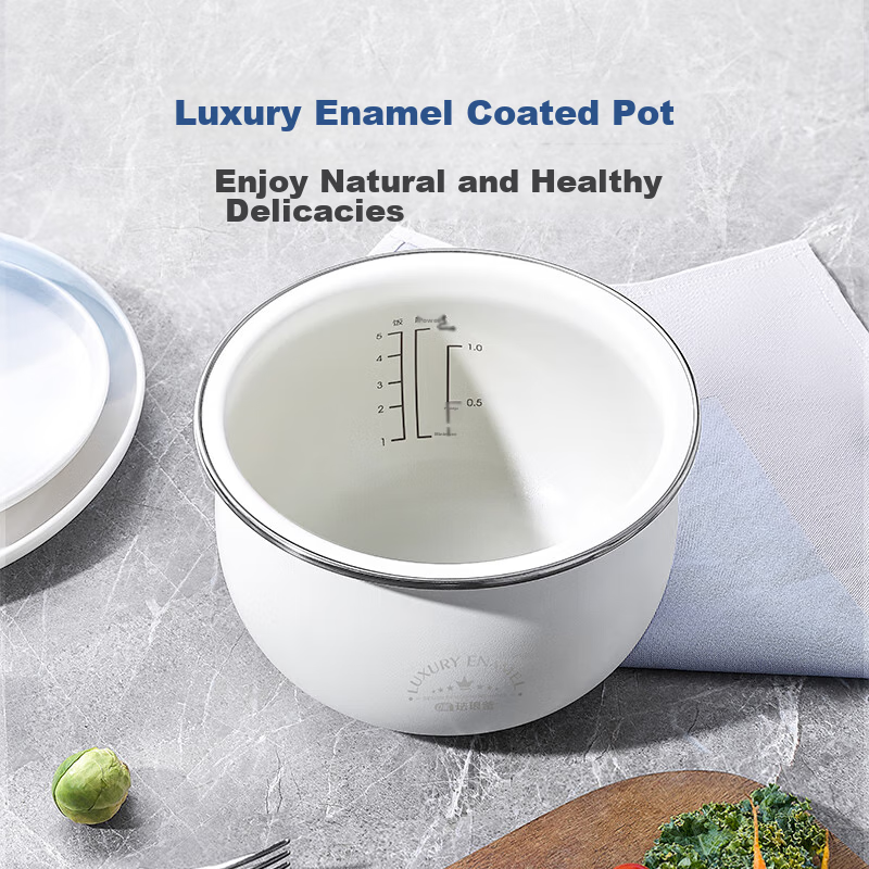 Morphyrichards Electric Pressure Cooker, Electric High-Pressure Cooker, Electric Rice Cooker, Home Use 2.5L Enamel Cast Iron Pot, Multifunctional Soup Pot, Electric Hot Pot, Electric Cooking Pot MR8701 White