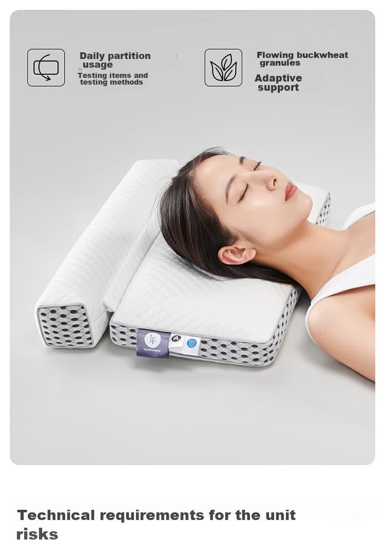 Lafufeier Whole Wheat Skin Pillow, Round Pillow, Square Pillow, Zoned Support Cervical Pillow Core, Breathable Sleep, with Pillowcase 14