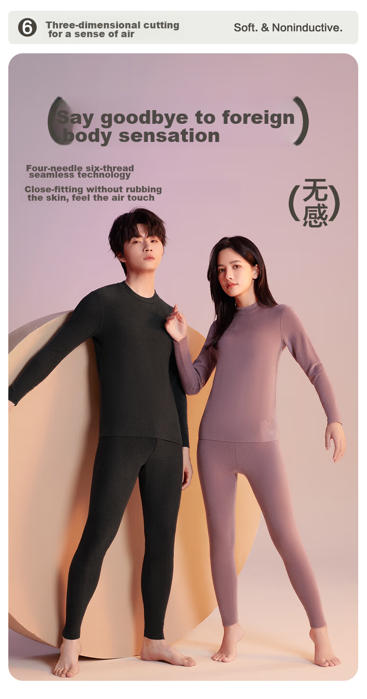 Hodo [Same As in Mall] 320GB Women's Thermal Underwear, Warm Half-Turtleneck Autumn Top And Pants, Knee Protection Thermal Set 11