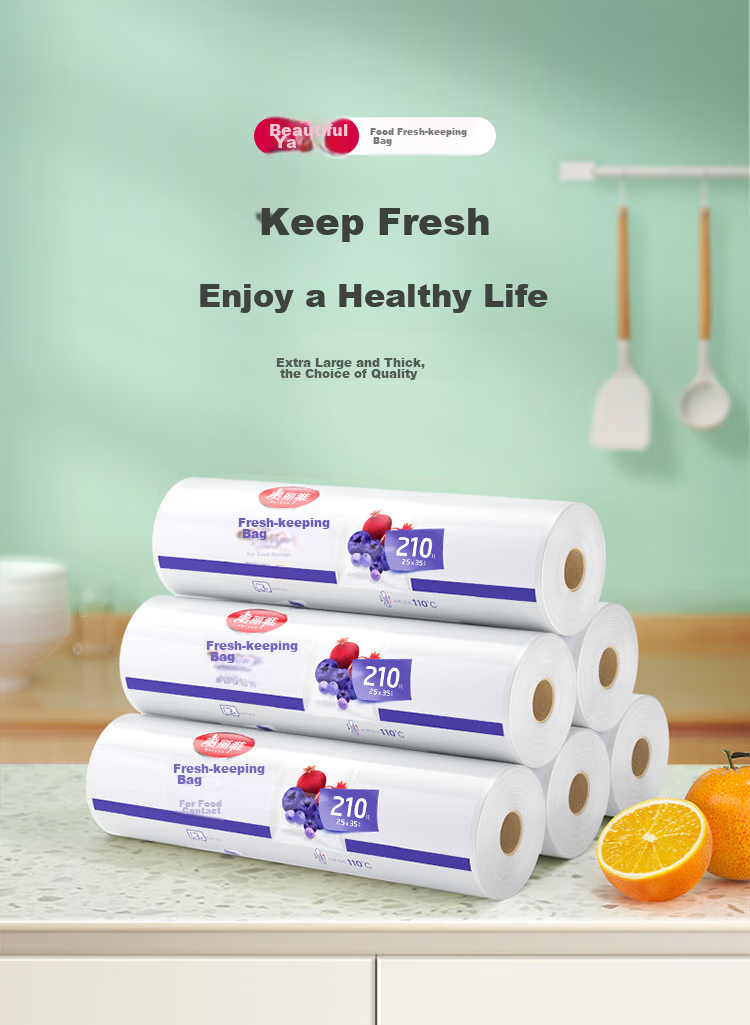 MARYYA Disposable Food Storage Bags with Perforations, Food-Grade Large Size, 25*35 Cm, 210 Pieces 1