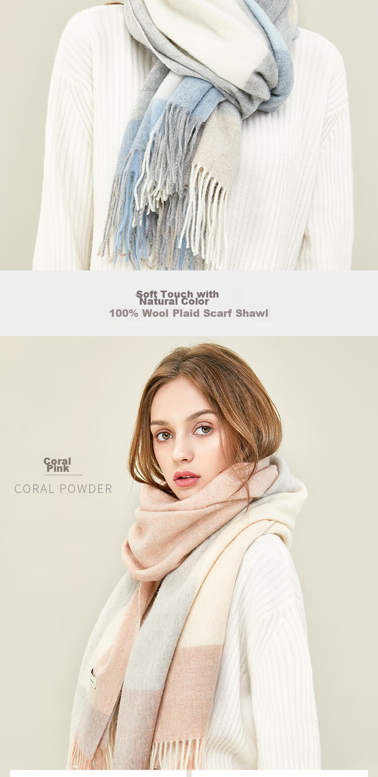 JIUMU Pure Wool Scarf for Women, Autumn And Winter Neck Warmer, Ladies' Warm Shawl, Gift for Women on National Day Or Birthday, Gift Box Packaging 13