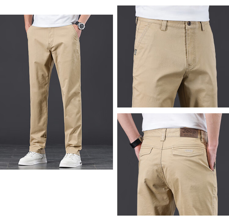 JEEP High-End Men's Casual Pants, 2026 New Summer Thin Loose Straight-Leg Business Pure Cotton Trousers for Me 5