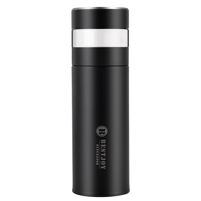 FUGURNG BESTJOY Insulated Mug for Men, 316 Stainless Steel Water Cup with Tea Infuser, Car Cup with Filter, Business Black 420ml