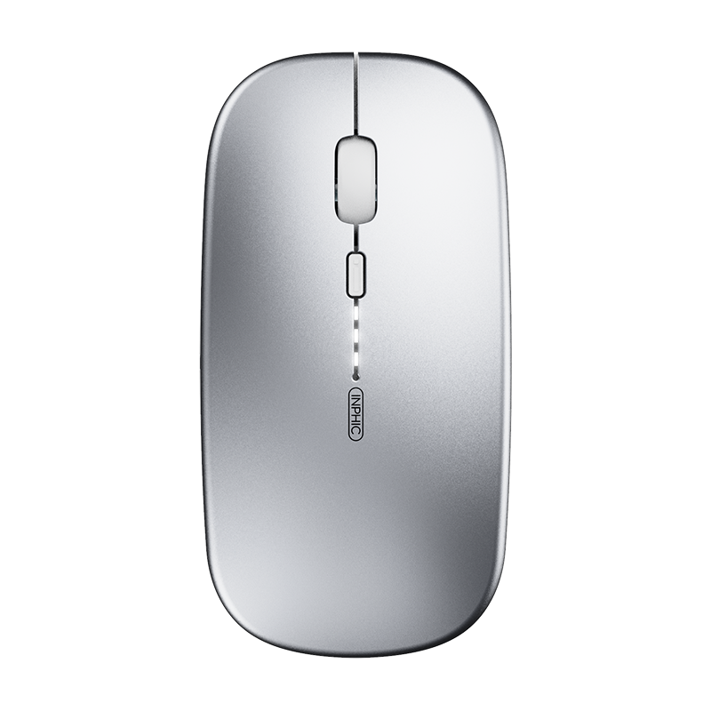 INPHIC M1 PRO Wireless Bluetooth Tri-Mode Rechargeable Silent Mouse with Battery Indicator, Compatible with Laptops, Bluetooth 5.0, Space Silver