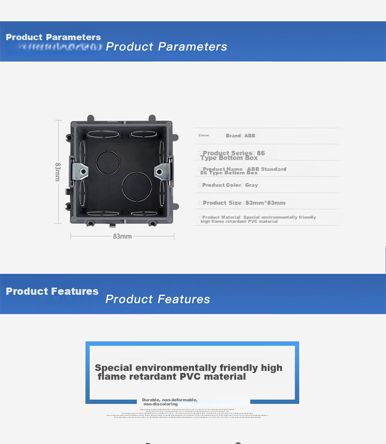 ABB Switch Socket Accessories, 86-Type Universal Concealed Junction Box, Switch Socket Panel Wiring Box, Concealed Box AU565 4