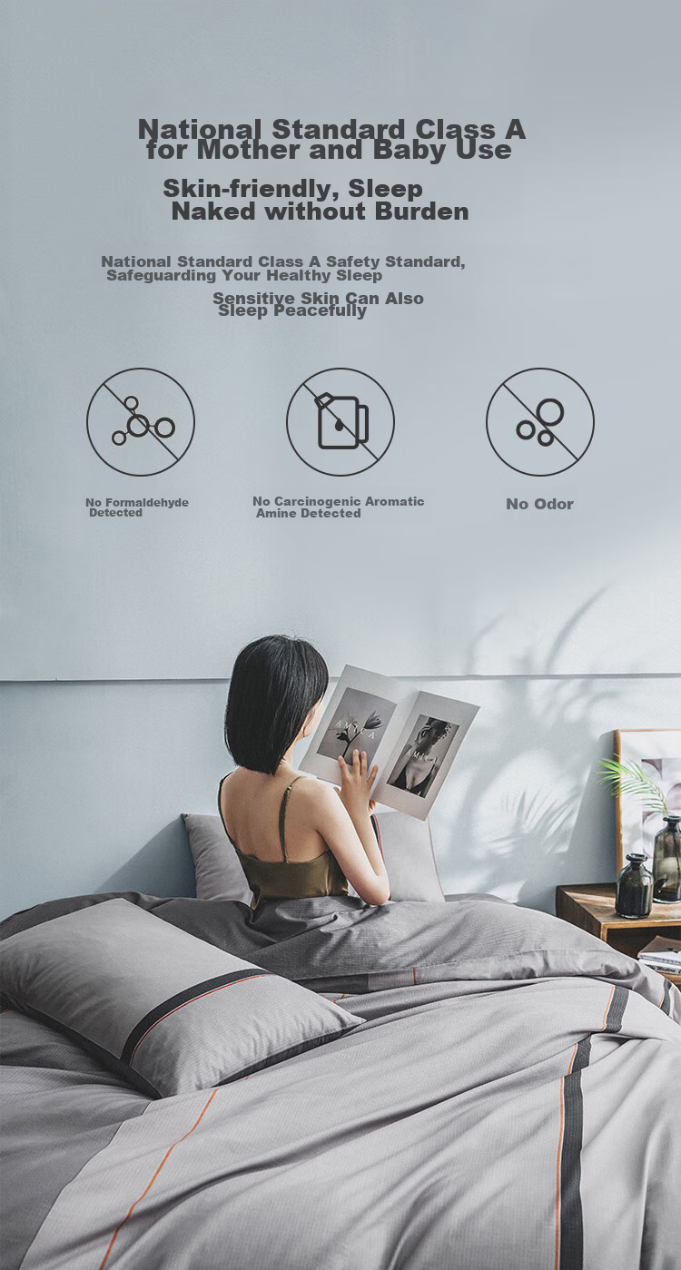 JD Original 100% Pure Cotton Four-Piece Bedding Set, All-Cotton Bedsheet And Duvet Cover, Antibacterial Bedding Set, 220*240cm, for 1.8/2 Meter Beds, Philadelphia Silhouette Patter 16